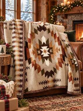 Pendleton Reversible Southwestern Throw Blanket 50x70 | Cozy Rustic Western Home